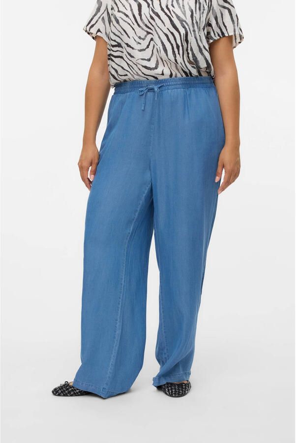 VERO MODA CURVE wide leg regular waist broek medium blue denim