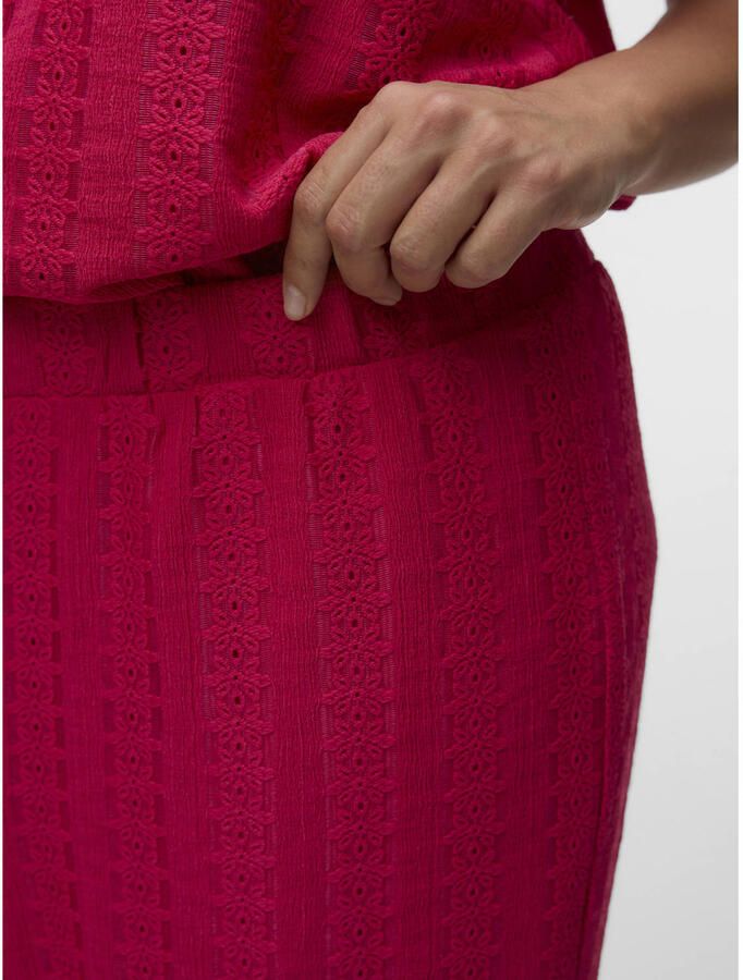 VERO MODA CURVE wide leg regular waist casual broek broderie roze - Foto 2