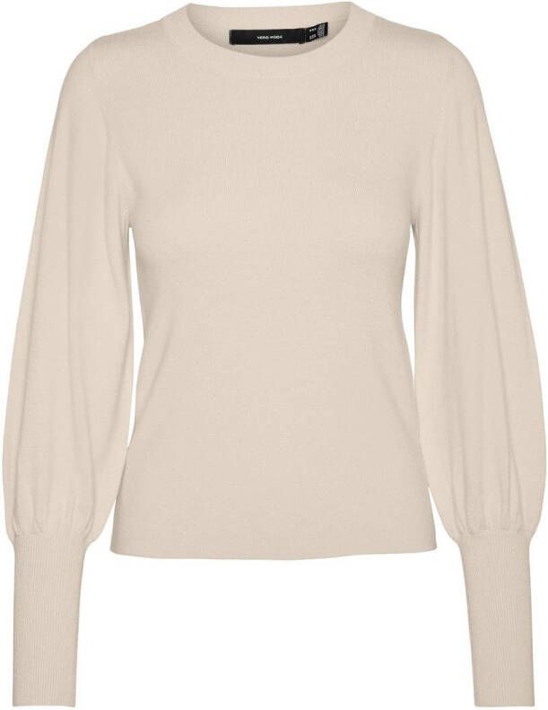 VERO MODA fijngebreide trui VMHOLLYKARISPUFF ecru