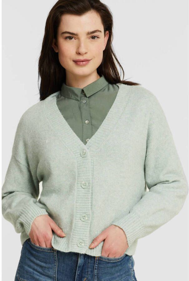 VERO MODA gebreid vest VMDOFFY van gerecycled polyester groen
