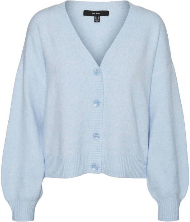 VERO MODA gebreid vest VMDOFFY van gerecycled polyester lichtblauw