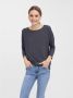 VERO MODA gebreide top VMCARLA van gerecycled polyester grijsblauw - Thumbnail 1