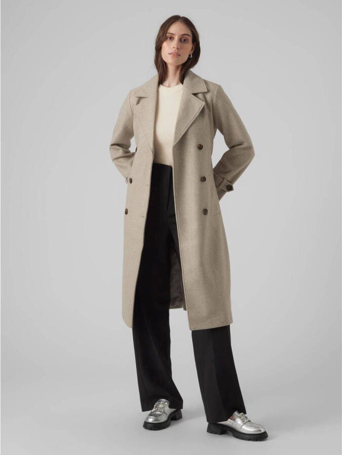 VERO MODA gemÃªleerde trenchcoat jas VMFORTUNEVEGA van polyester beige