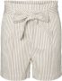 VERO MODA gestreepte high waist wide leg bermuda wit beige - Thumbnail 1