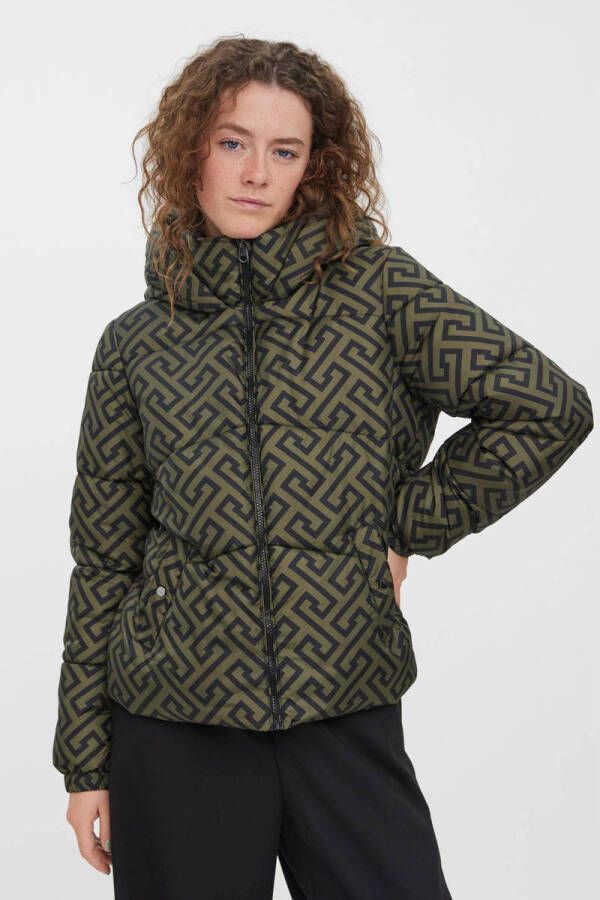 VERO MODA gewatteerde jas VMUPPSALA met all over print groen