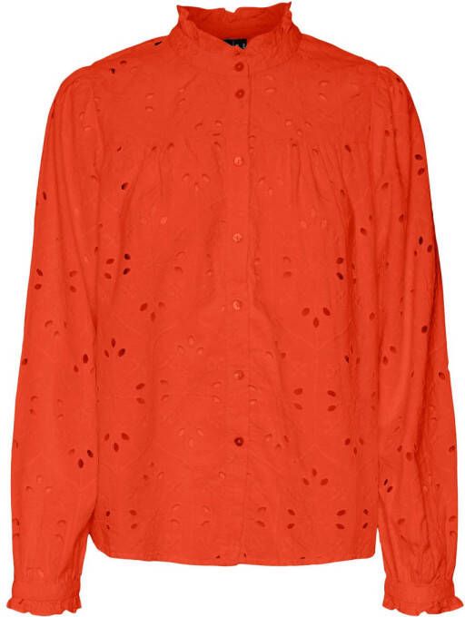 VERO MODA geweven blouse VMPENRI met ruches oranje