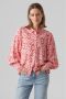 VERO MODA geweven blouse VMSIFA met all over print en plooien roze ecru oranje - Thumbnail 1