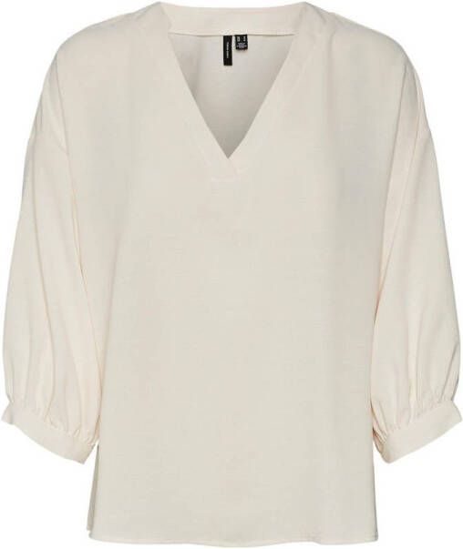 VERO MODA geweven top VMPYE van gerecycled polyester crème