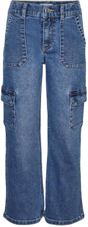 VERO MODA GIRL straight fit jeans VMSADIE medium blue denim Blauw Meisjes Stretchdenim 116