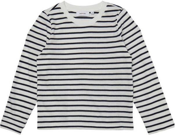 VERO MODA GIRL gestreepte longsleeve VMLEXIE wit donkerblauw Meisjes Katoen Ronde hals 122 128