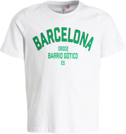 VERO MODA GIRL T-shirt VMMIRANDAFRANCIS met printopdruk wit groen