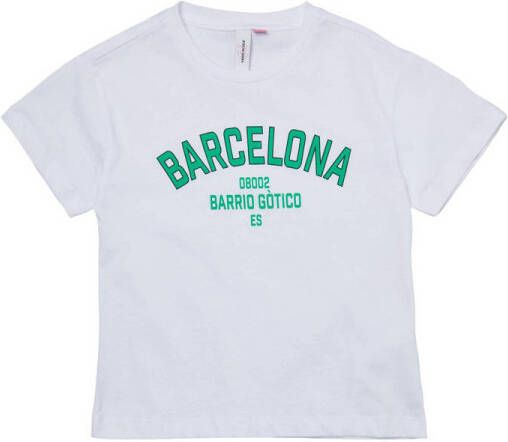 VERO MODA GIRL T-shirt VMMIRANDAFRANCIS met printopdruk wit groen