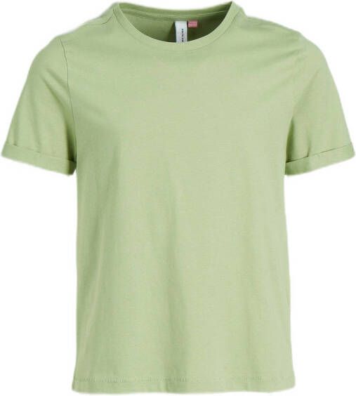 VERO MODA GIRL T-shirt VMPAULA groen Meisjes Katoen Ronde hals Effen 122 128