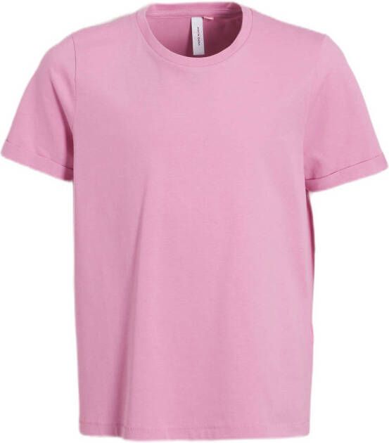 VERO MODA GIRL T-shirt VMPAULA roze Meisjes Katoen Ronde hals Effen 122 128