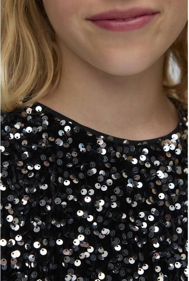 VERO MODA GIRL A-lijn jurk met pailletten zwart - Foto 2