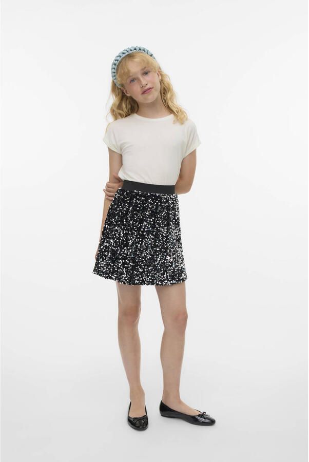 VERO MODA GIRL A-lijn rok met pailletten zwart