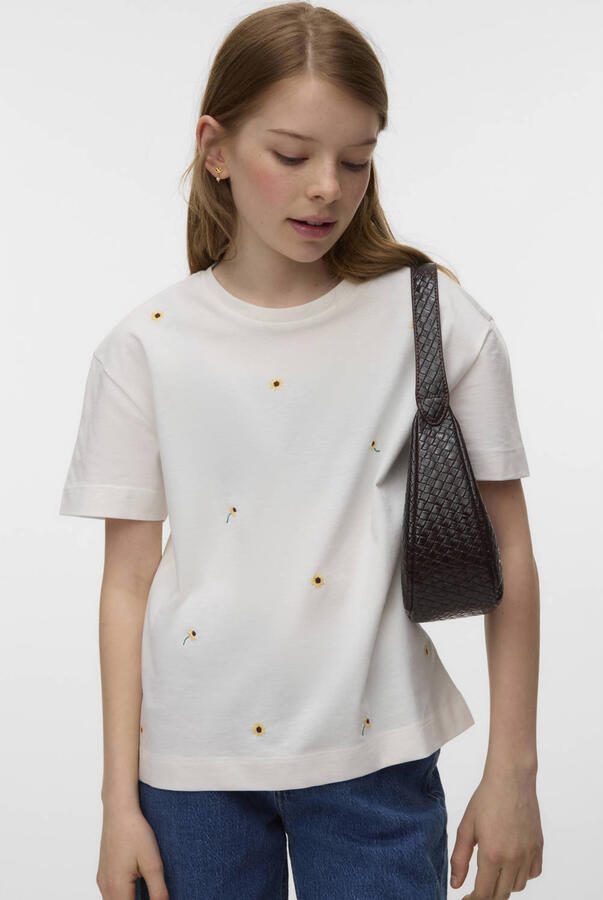 VERO MODA GIRL gebloemde T-shirt wit