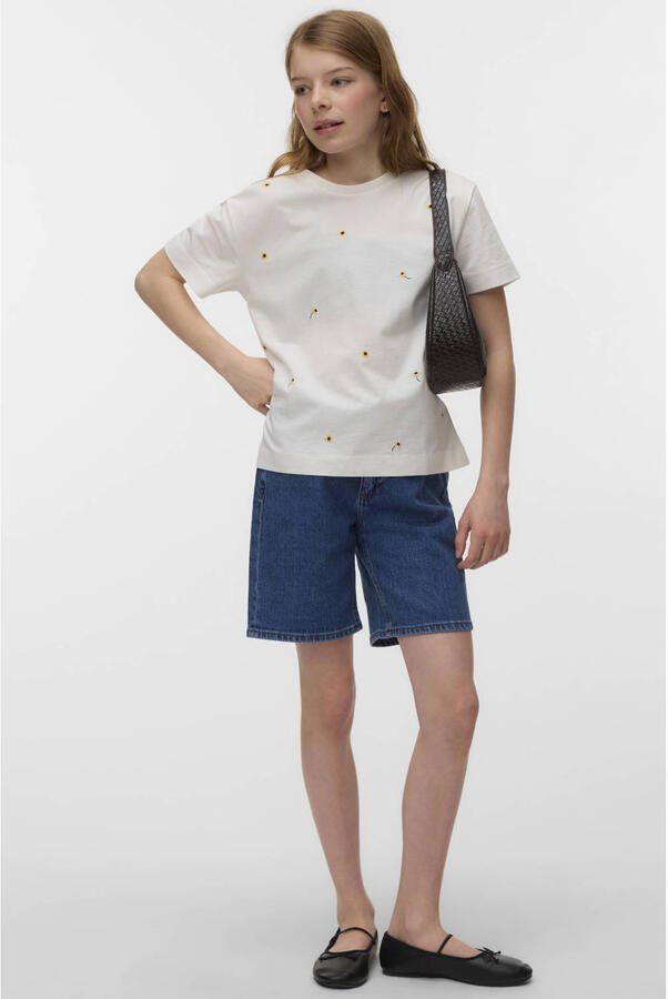 VERO MODA GIRL gebloemde T-shirt wit - Foto 2