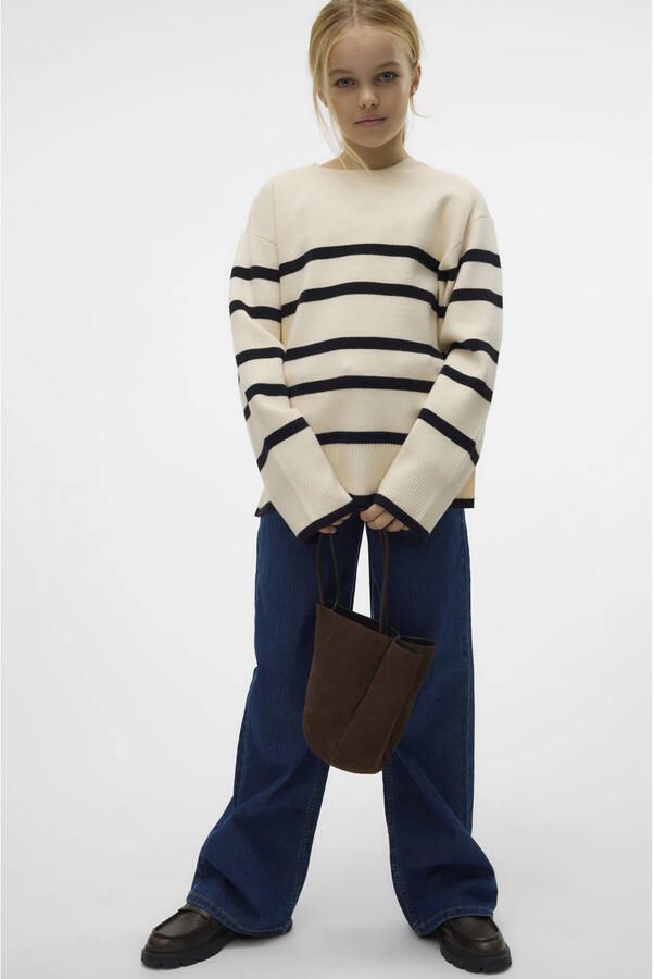 VERO MODA GIRL gebreide trui Ecru Meisjes Viscose Ronde hals Streep 122 128