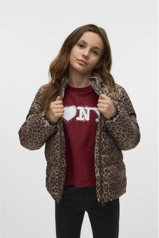 VERO MODA GIRL gewatteerde jas lichtbruin Meisjes Polyester Opstaande kraag