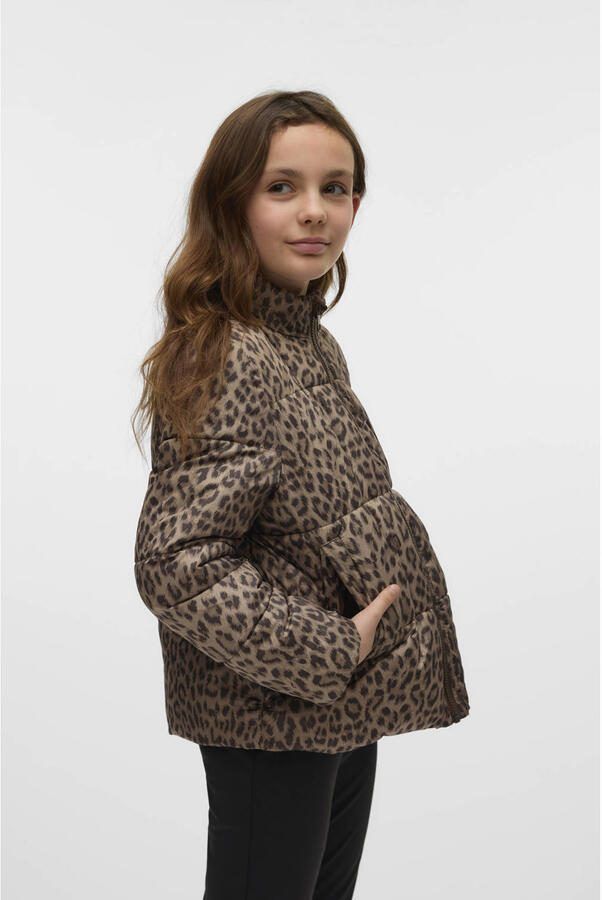VERO MODA GIRL gewatteerde jas lichtbruin Meisjes Polyester Opstaande kraag - Foto 3