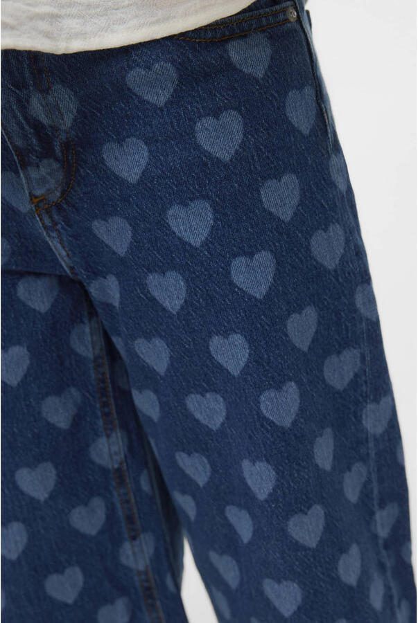 VERO MODA GIRL high waist wide leg jeans met hartjes medium blue denim - Foto 2