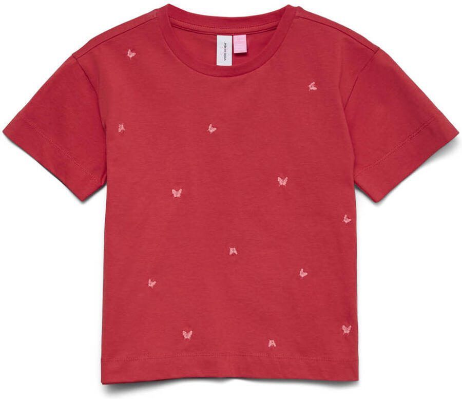VERO MODA GIRL T-shirt met hartjes rood