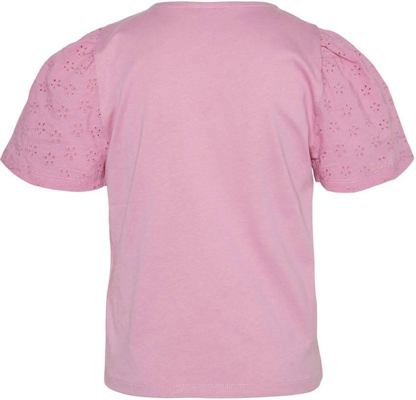 VERO MODA GIRL T-shirt roze broderie