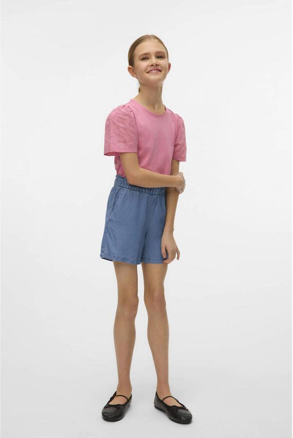 VERO MODA GIRL T-shirt roze broderie - Foto 2