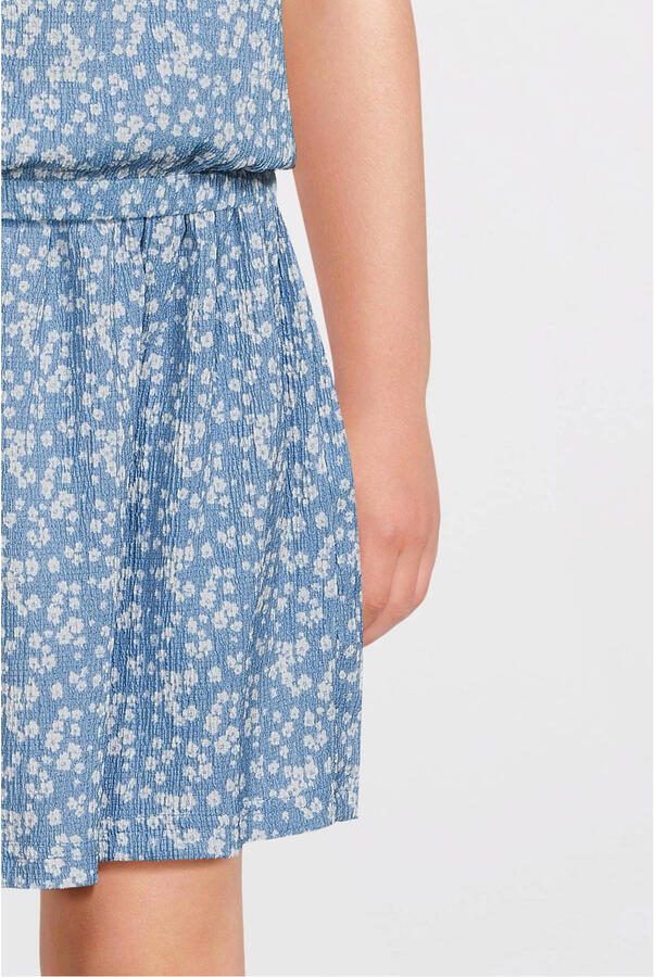 VERO MODA GIRL top met all over print en textuur blauw wit Meisjes Polyester Boothals 134 140 - Foto 2