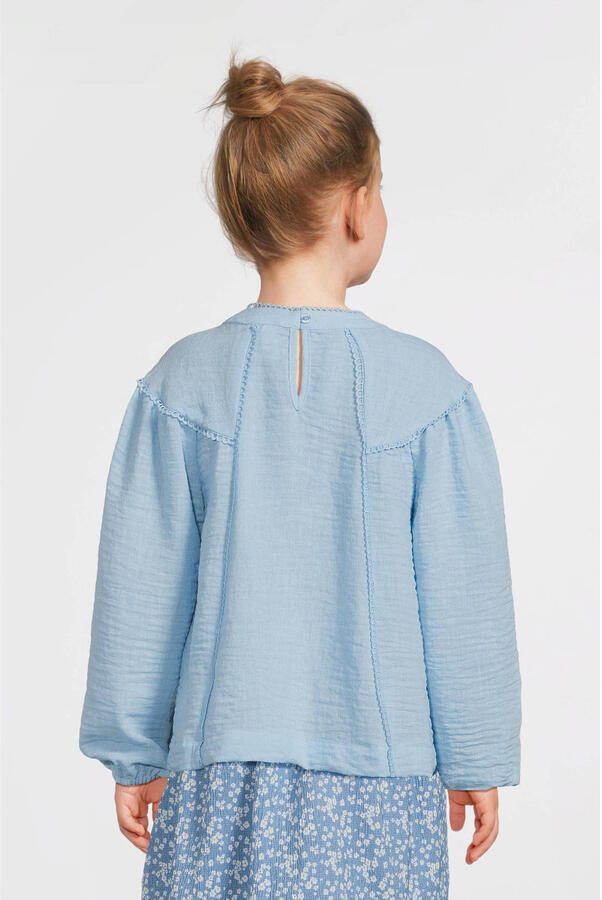 VERO MODA GIRL top VMCHRIS lichtblauw Meisjes Polyester Ronde hals Effen 152 - Foto 4