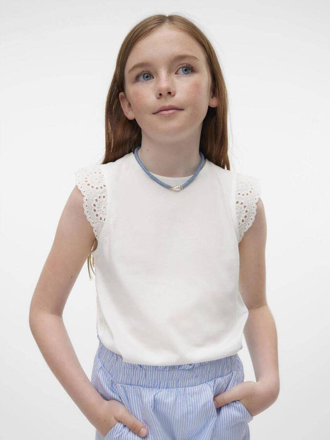 VERO MODA GIRL top VMEMILY wit Meisjes Katoen Ronde hals Effen 134 140 - Foto 3