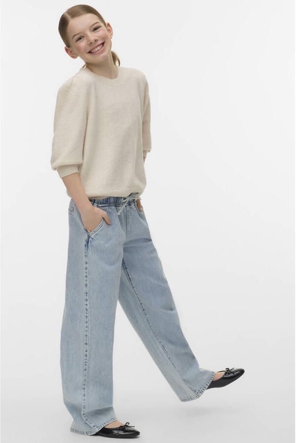 VERO MODA GIRL trui fijn gebreid beige