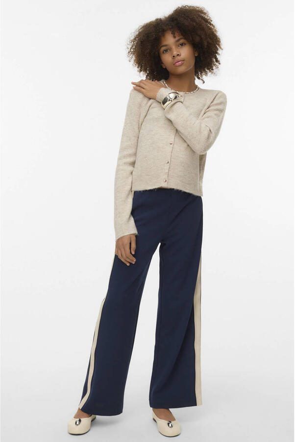 VERO MODA GIRL wide leg casual broek donkerblauw