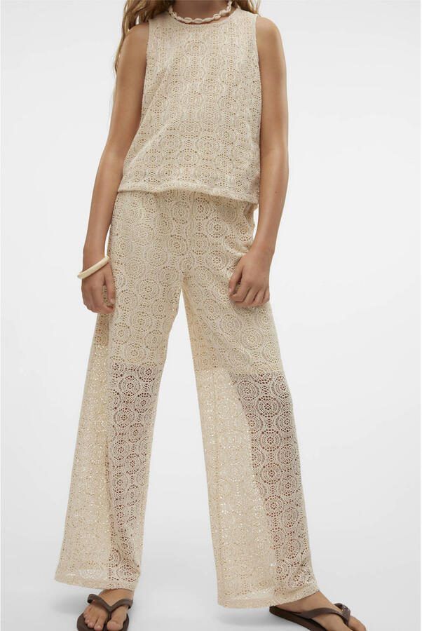 VERO MODA GIRL wide leg casual broek ecru gebreid - Foto 2