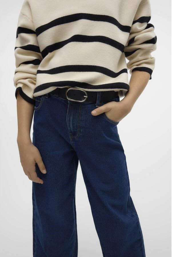 VERO MODA GIRL wide leg jeans VMDAISY dark blue denim Blauw Meisjes Stretchdenim 116 - Foto 3