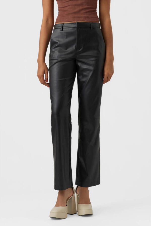 Vero Moda Imitatieleren broek VMOLYMPIAZAMIRA MR STRAIGHT PL PANT NOOS