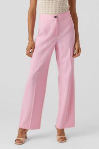 VERO MODA high waist straight fit pantalon VMSASIE roze