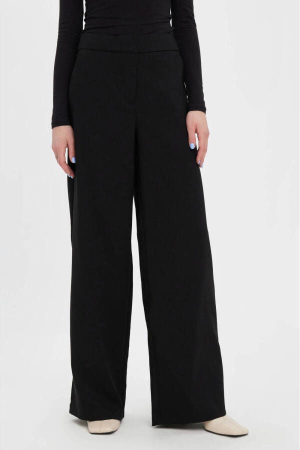 VERO MODA high waist straight fit pantalon VMSASIE zwart