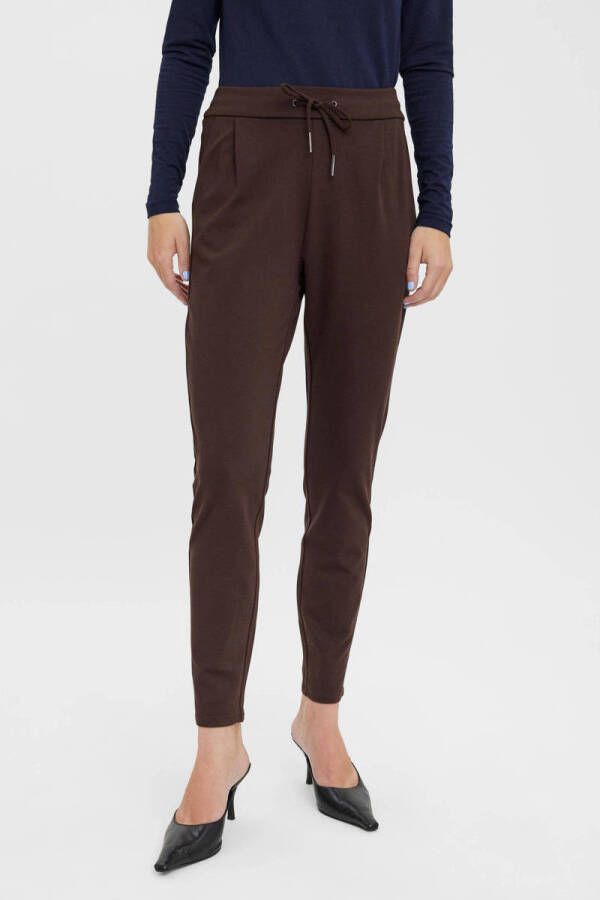 VERO MODA high waist tapered fit broek VMEVA bruin
