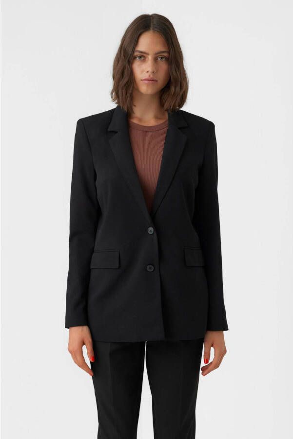 VERO MODA loose fit blazer VMZAMIRA van gerecycled polyester zwart