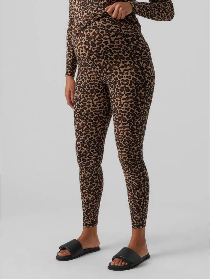VERO MODA MATERNITY skinny zwangerschapslegging VMMINA met panterprint zwart bruin