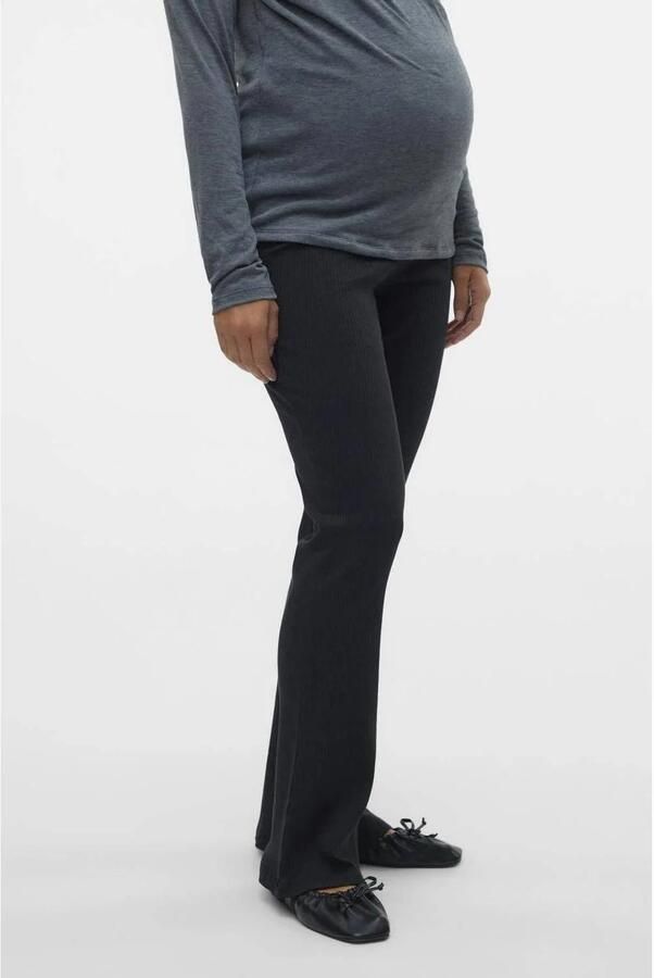 VERO MODA MATERNITY flared zwangerschapslegging VMMLAVENDER zwart Broek Dames Biologisch katoen S - Foto 3