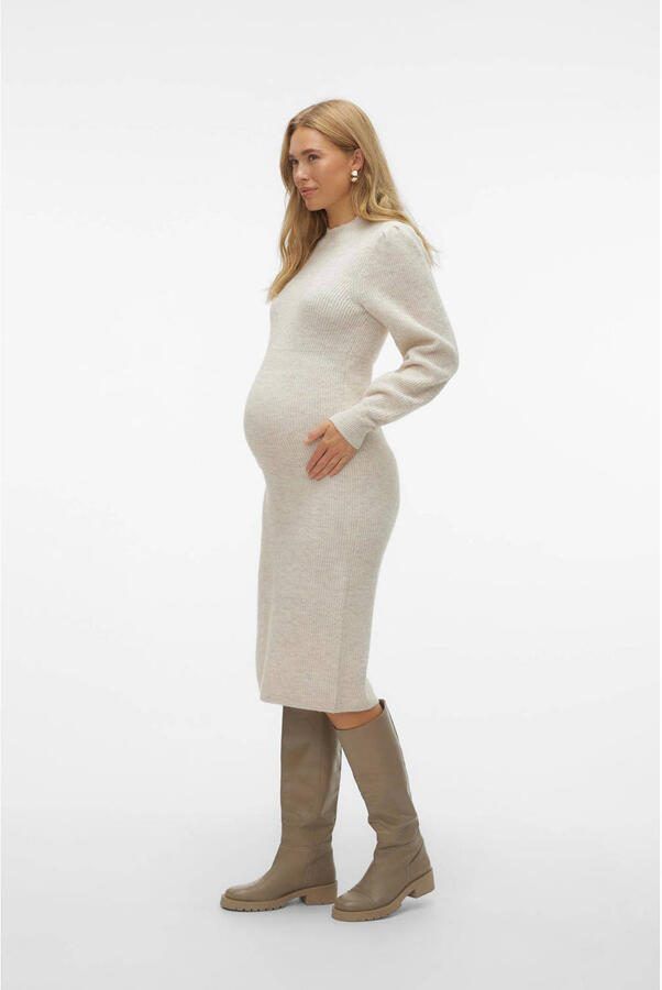 VERO MODA MATERNITY gebreide zwangerschapsjurk VMMVILLA ecru Dames Gerecycled polyester (duurzaam) Opstaande kraag S