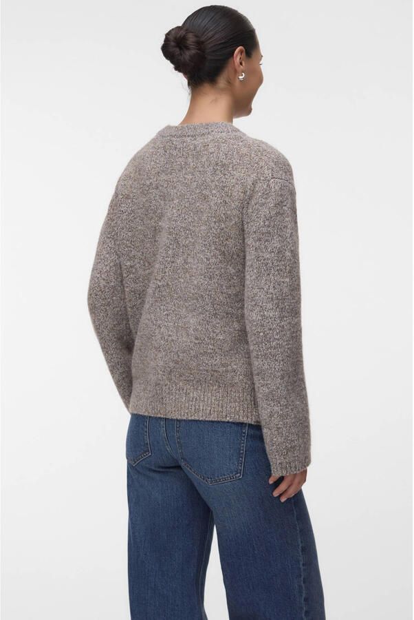 VERO MODA MATERNITY gebreide zwangerschapstrui met split melée en wol lichtbruin Dames Polyester Ronde hals maat XL - Foto 3