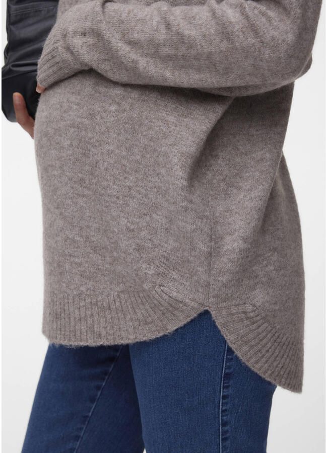 VERO MODA MATERNITY gebreide zwangerschapstrui met wol taupe Bruin Dames Polyester Opstaande kraag maat XL - Foto 2