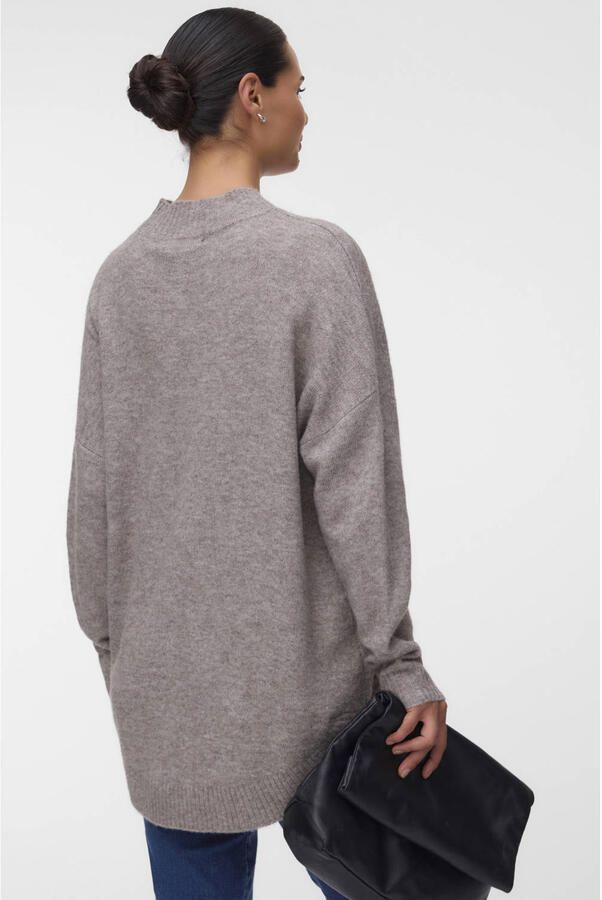 VERO MODA MATERNITY gebreide zwangerschapstrui met wol taupe Bruin Dames Polyester Opstaande kraag maat XL - Foto 3