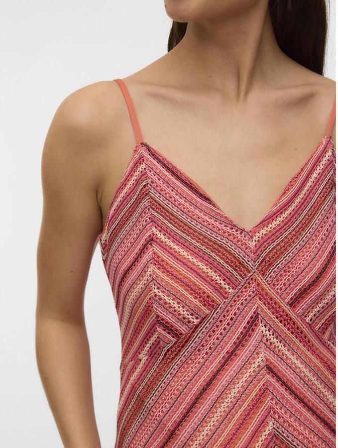 VERO MODA MATERNITY gestreepte zwangerschaps maxi jurk gehaakt koraalrood - Foto 2