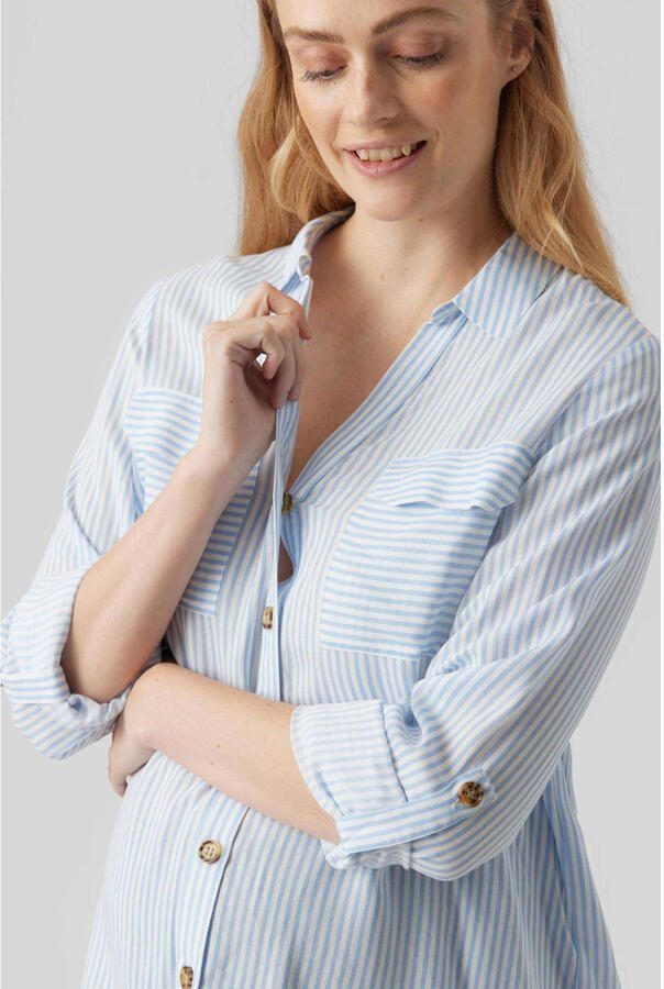 VERO MODA MATERNITY gestreepte zwangerschapsblouse VMMBUMPY lichtblauw - Foto 2