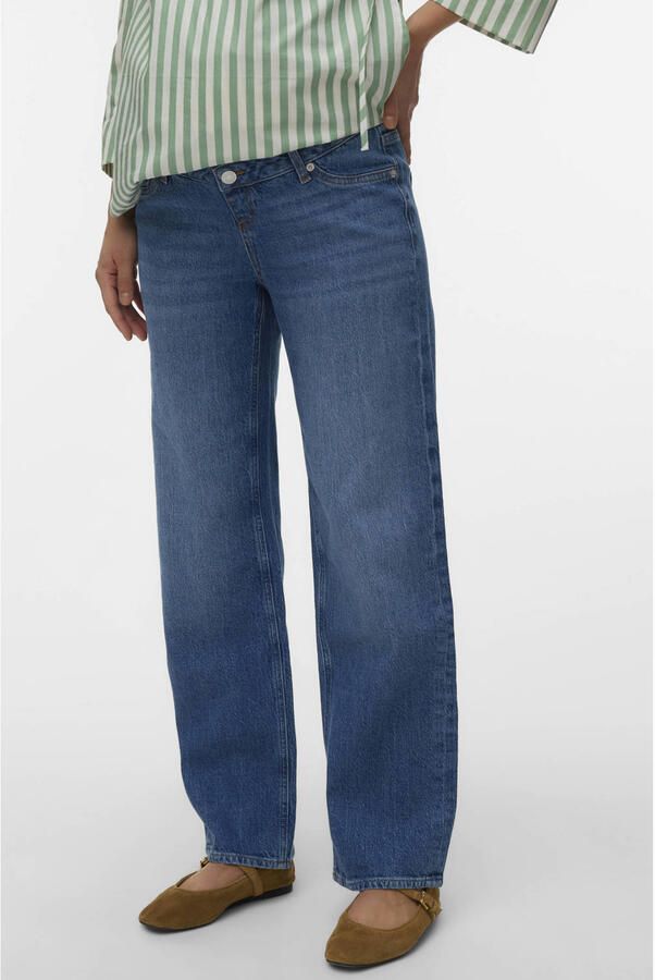 VERO MODA MATERNITY high waist zwangerschaps wide leg jeans medium blue denim